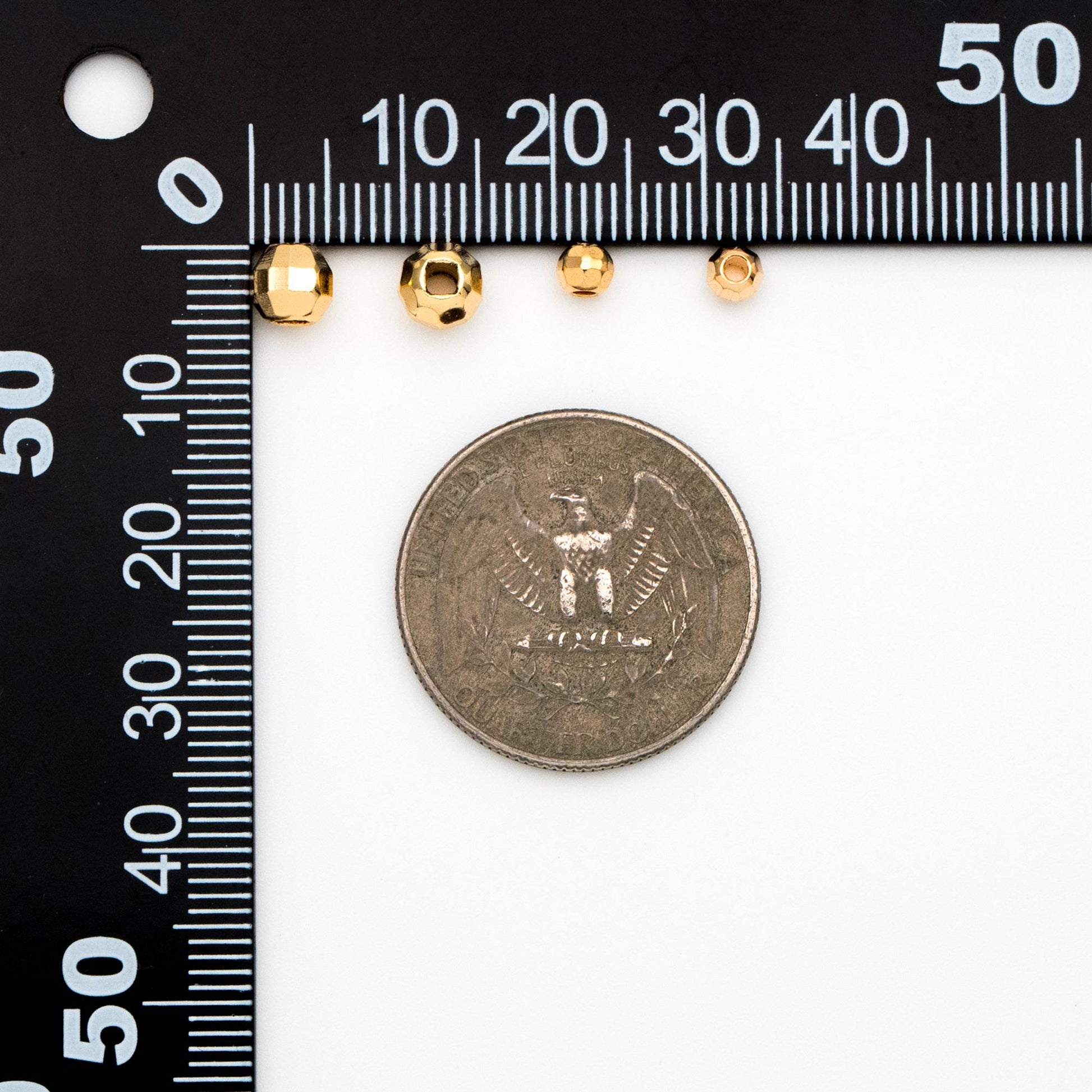 20pcs Gold plated Brass Faceted Spacer Beads 4/6mm, Jewelry Supply (GB-1400)