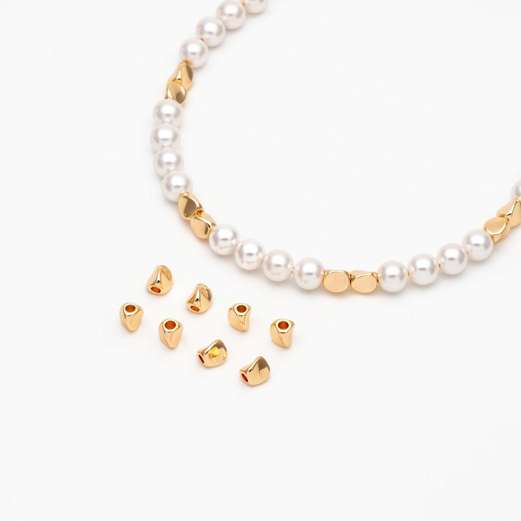 20pcs Gold Tube Beads 5x4.5mm, Real Gold plated Brass Tube Spacer Beads (GB-1763)