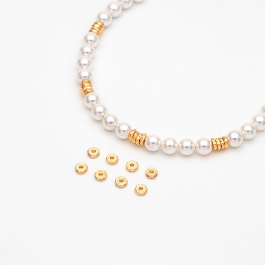 20pcs Gold Brushed Octagonal Spacer Beads 4.5mm, Jewelry Making Supplies Wholesale (GB-2918)