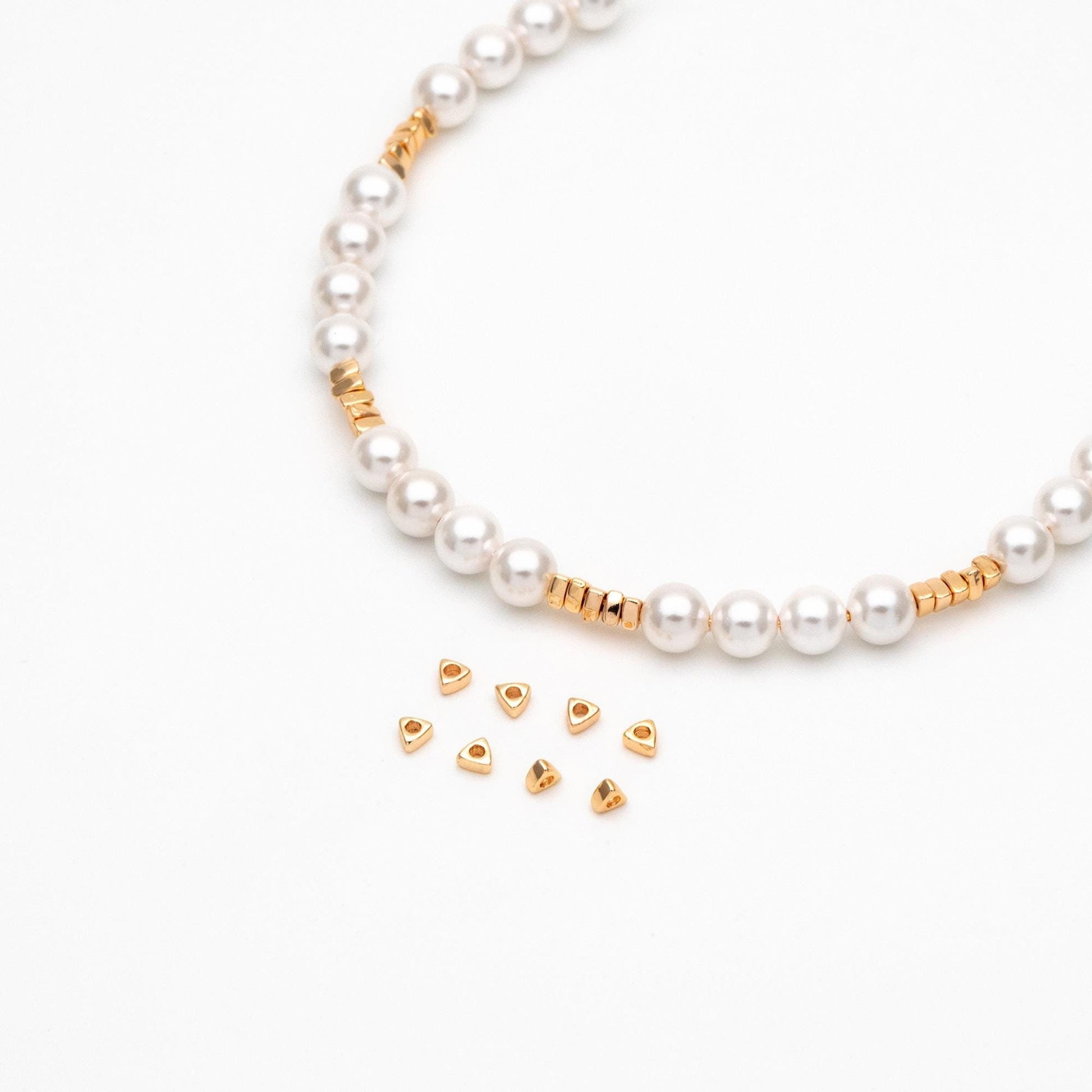 20pcs Gold plated Brass Triangle Spacer Beads, Jewelry Making Supplies Wholesale (GB-2923)