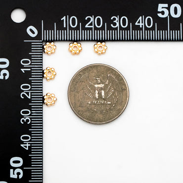 20pcs Gold Coin Spacer Beads 5.5mm, Gold plated Brass Flower Saucer Beads (GB-093)