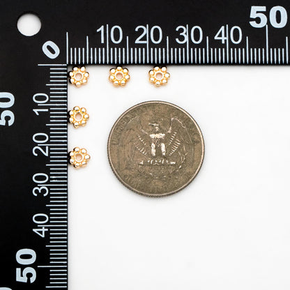 20pcs Gold Coin Spacer Beads 5.5mm, Gold plated Brass Flower Saucer Beads (GB-093)