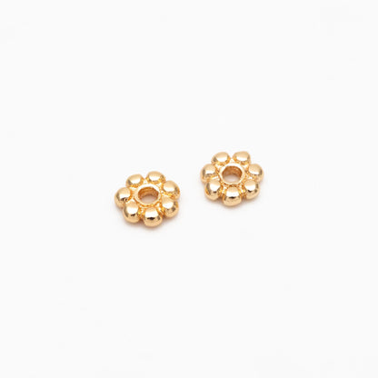 20pcs Gold Coin Spacer Beads 5.5mm, Gold plated Brass Flower Saucer Beads (GB-093)