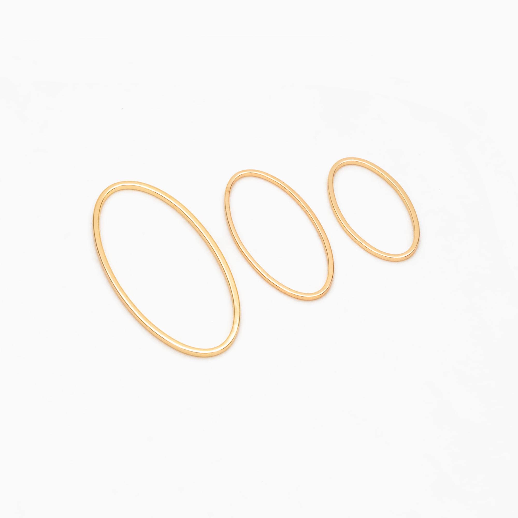 10pcs Gold Oval Link Charms, Real Gold plated Brass, Geometric Hoop Connector Pendants (GB-296)