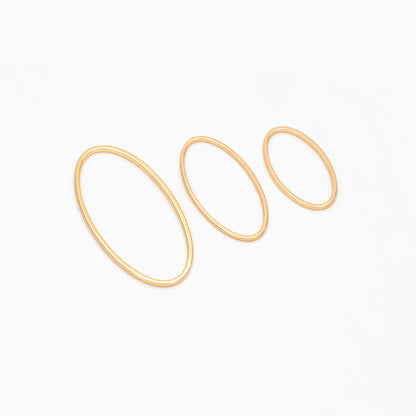 10pcs Gold Oval Link Charms, Real Gold plated Brass, Geometric Hoop Connector Pendants (GB-296)