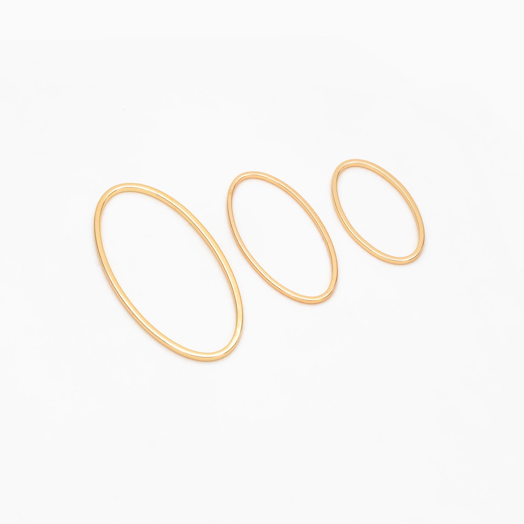 10pcs Gold Oval Link Charms, Real Gold plated Brass, Geometric Hoop Connector Pendants (GB-296)