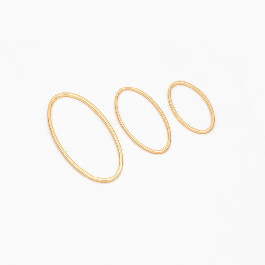 10pcs Gold Oval Link Charms, Real Gold plated Brass, Geometric Hoop Connector Pendants (GB-296)
