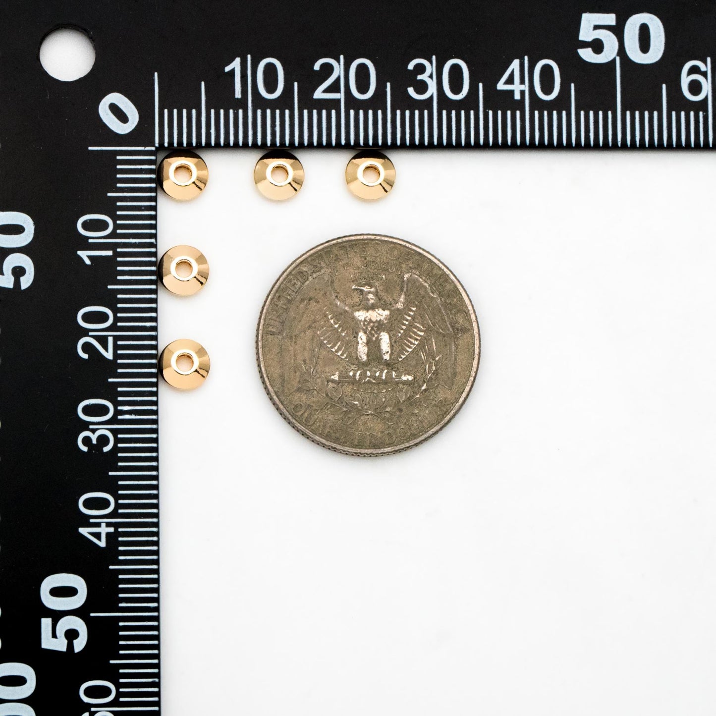 20pcs Gold Round Coin Spacer Beads 5.5mm, Real Gold plated Brass Spacer Beads (GB-2916)