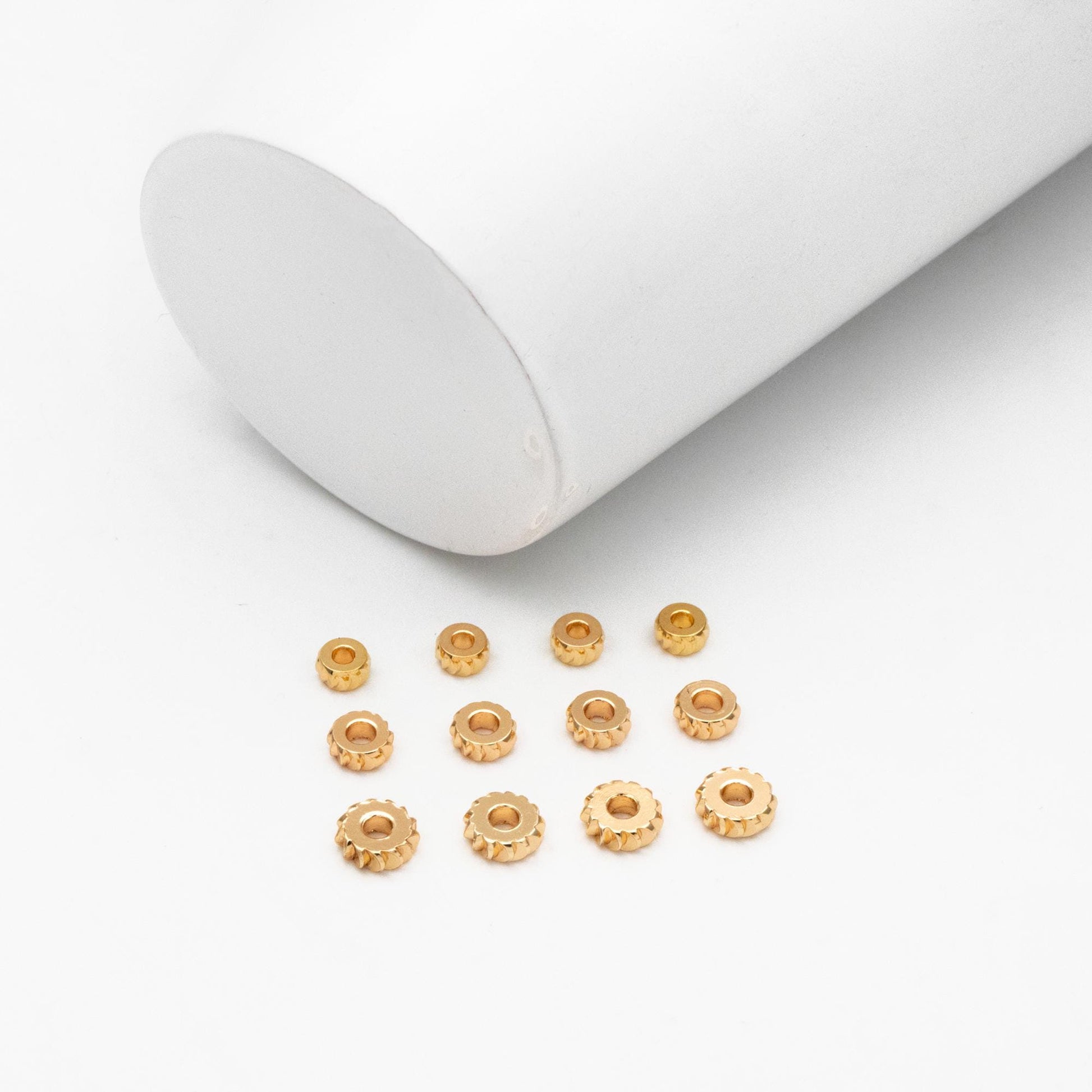 20pcs Gold Gear Round Spacer Beads 4/ 5/ 6mm, Jewelry Making Supplies Wholesale (GB-2921)