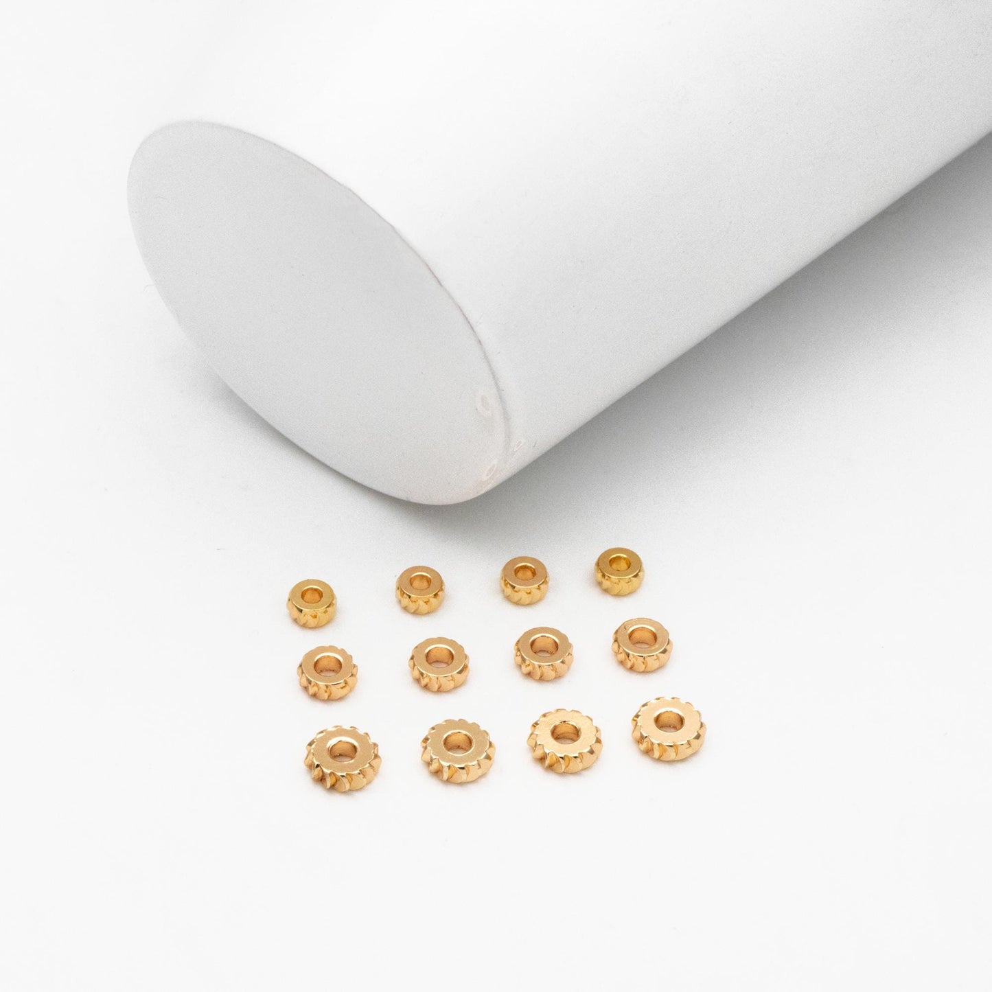 20pcs Gold Gear Round Spacer Beads 4/ 5/ 6mm, Jewelry Making Supplies Wholesale (GB-2921)