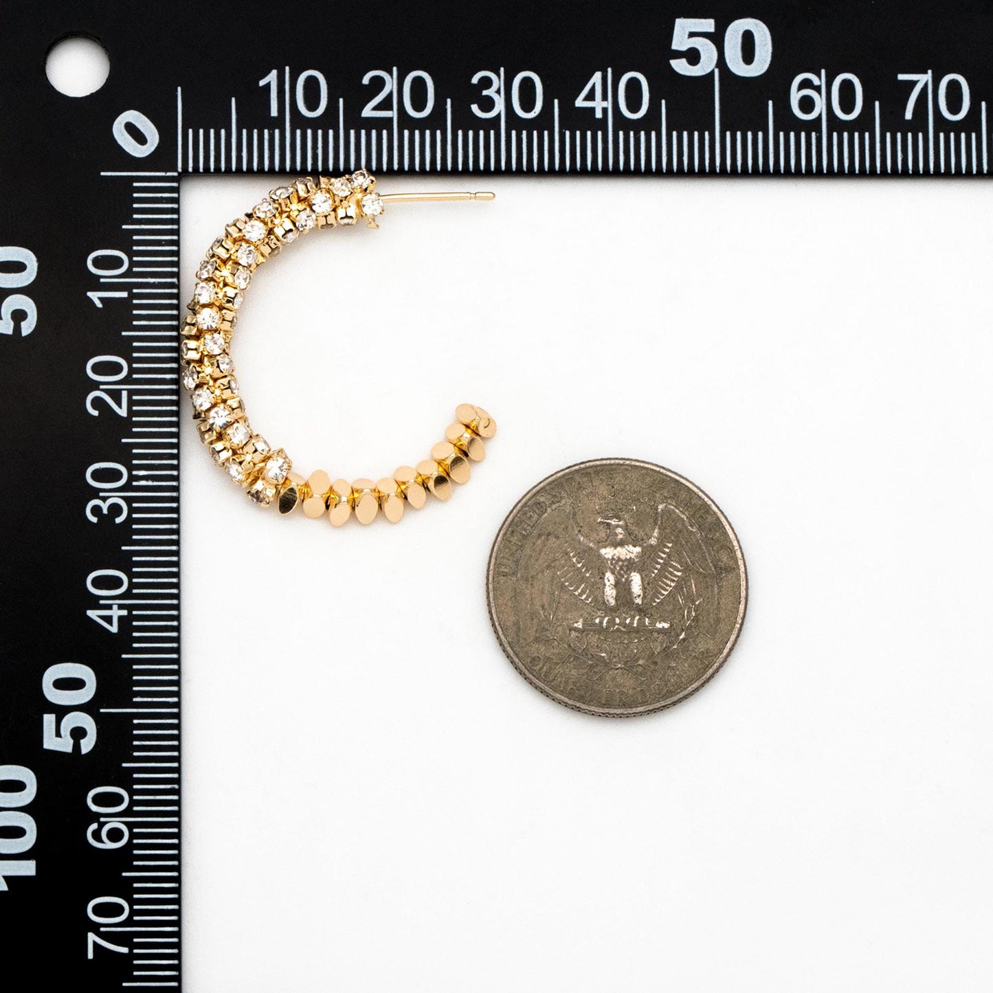 4pcs CZ Pave Gold/ Silver Beaded Round Hoop Earrings, 18K Gold/ Rhodium plated Brass, Geometric Hoop Stud Earrings (GB-4554)