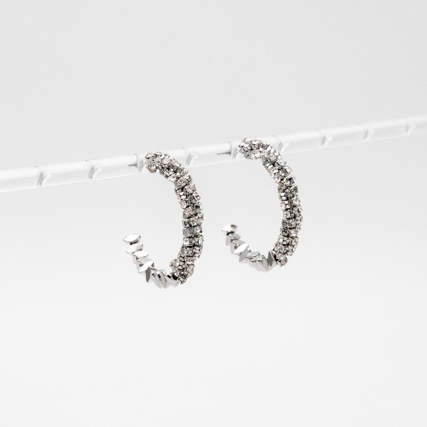 4pcs CZ Pave Gold/ Silver Beaded Round Hoop Earrings, 18K Gold/ Rhodium plated Brass, Geometric Hoop Stud Earrings (GB-4554)