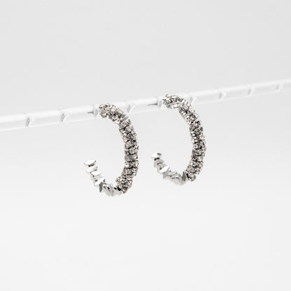 4pcs CZ Pave Gold/ Silver Beaded Round Hoop Earrings, 18K Gold/ Rhodium plated Brass, Geometric Hoop Stud Earrings (GB-4554)