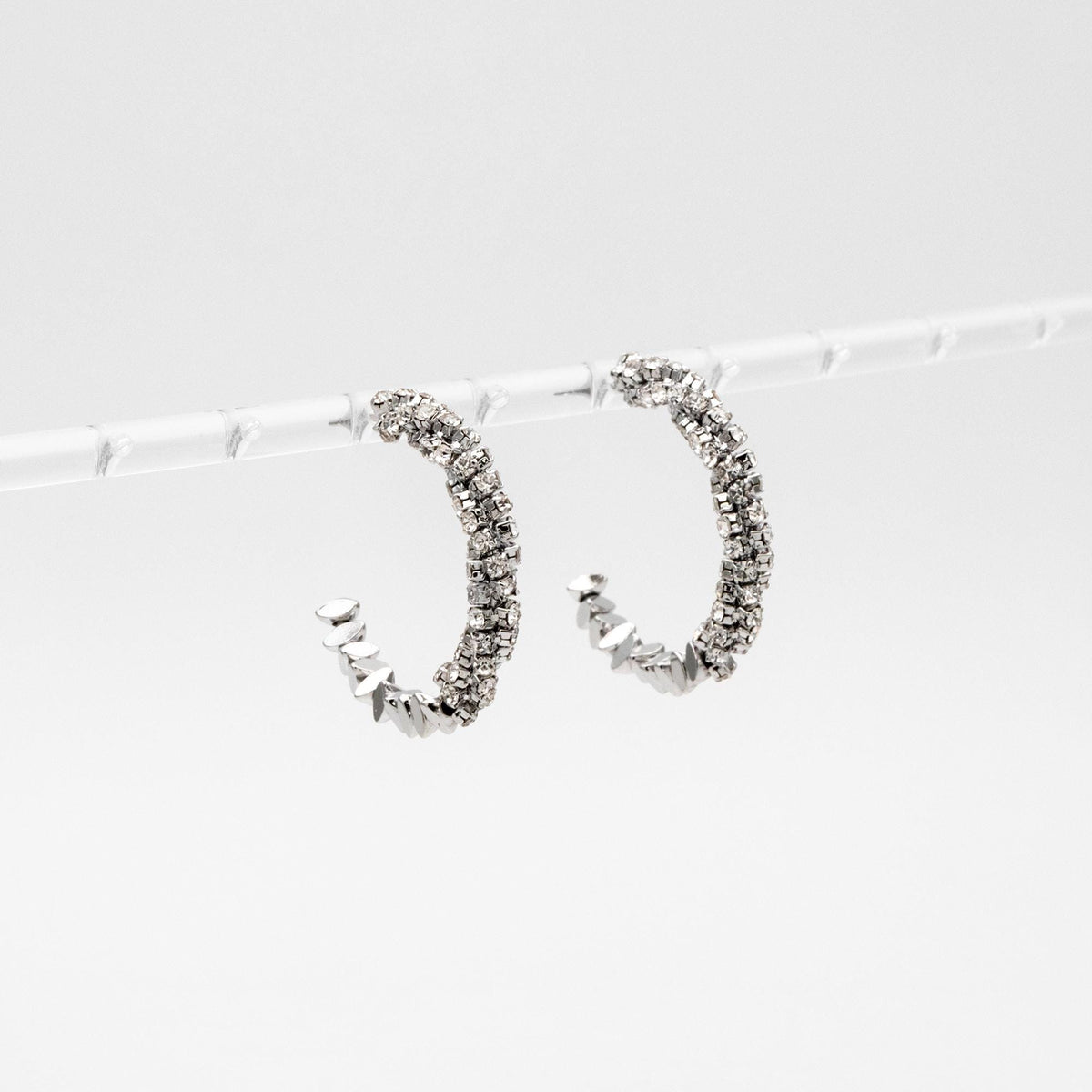 4pcs CZ Pave Gold/ Silver Beaded Round Hoop Earrings, 18K Gold/ Rhodium plated Brass, Geometric Hoop Stud Earrings (GB-4554)