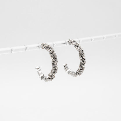 4pcs CZ Pave Gold/ Silver Beaded Round Hoop Earrings, 18K Gold/ Rhodium plated Brass, Geometric Hoop Stud Earrings (GB-4554)