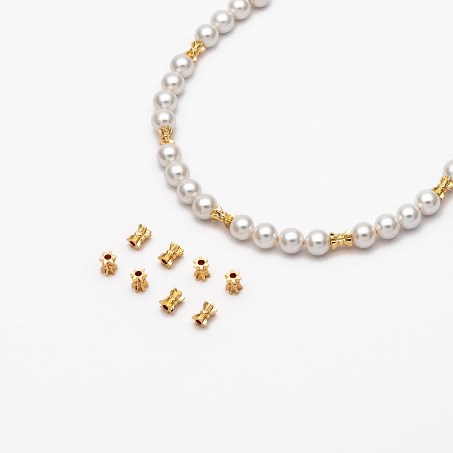 20pcs Gold Gear Spacer Beads 5x4mm, 18K Gold plated Brass, Tube Spacer Beads (GB-2839)