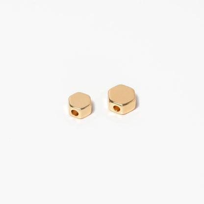 20pcs Gold/ Silver tone Hexagon Flat Spacer Beads 5/ 6mm, Gold/ Rhodium plated Brass Flat Spacer Beads (GB-118)