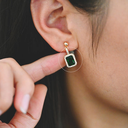 4pcs CZ Pave Gold Rectangle Charm, Glass Paved Pendant, Earring Findings, Jewelry Making, Jewelry Supplies (GB-3007)