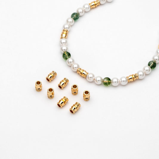 20pcs Gold Tube Beads 7.6x5mm, Real Gold plated Brass Spacers (GB-1459)