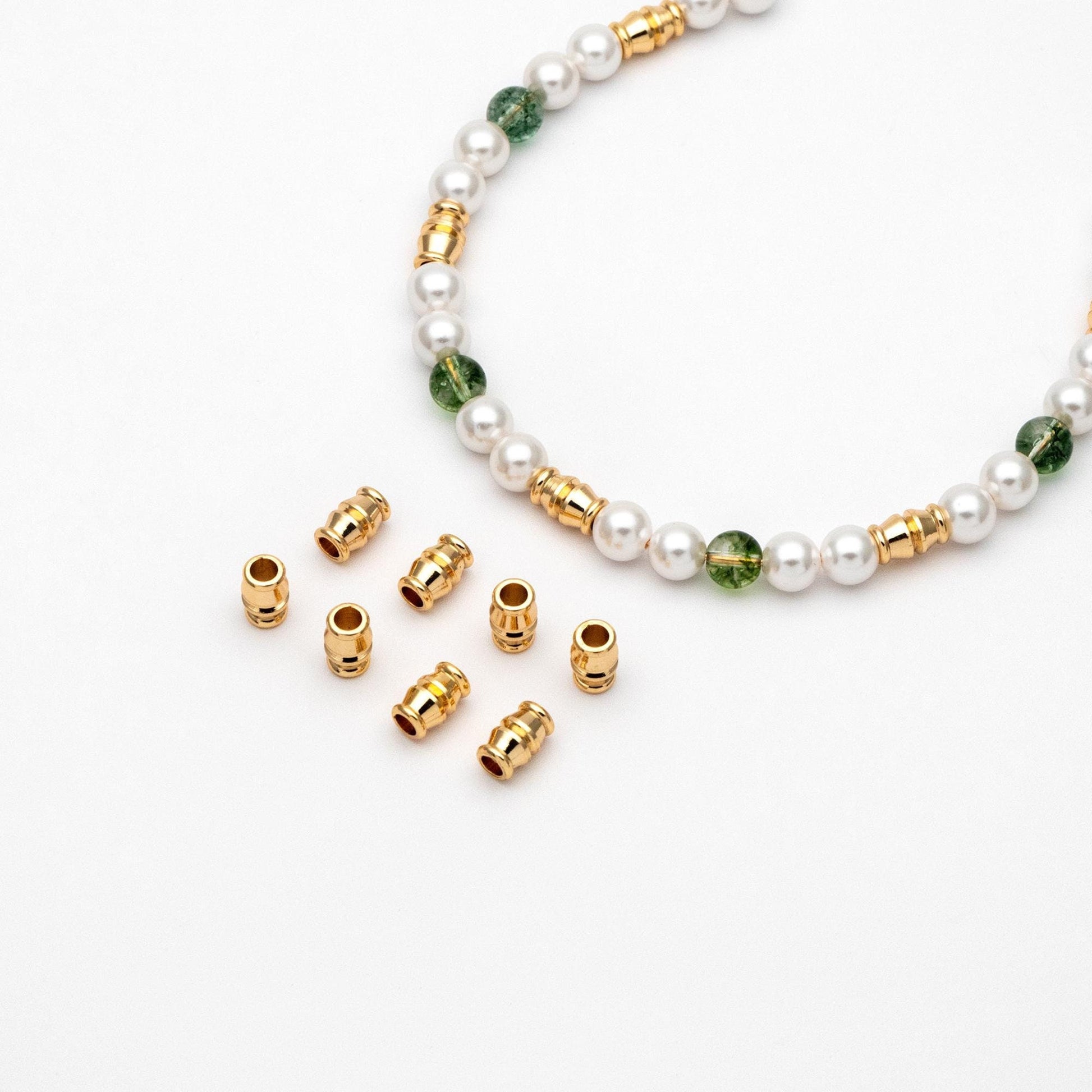 20pcs Gold Tube Beads 7.6x5mm, Real Gold plated Brass Spacers (GB-1459)