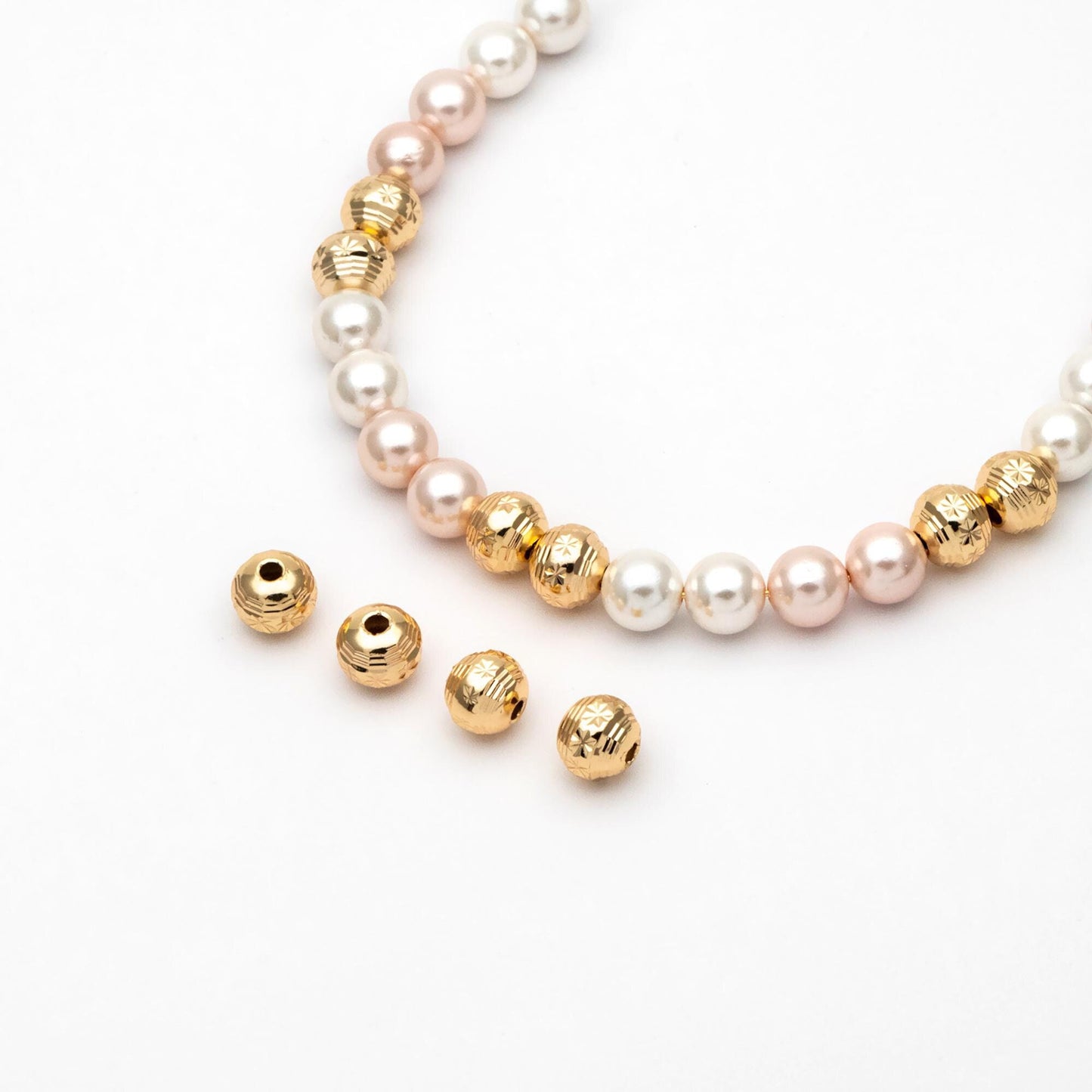 10pcs Gold Round Spacer Beads, 8mm, Jewelry Making, Diy Material, Jewelry Supplies (GB-2213)