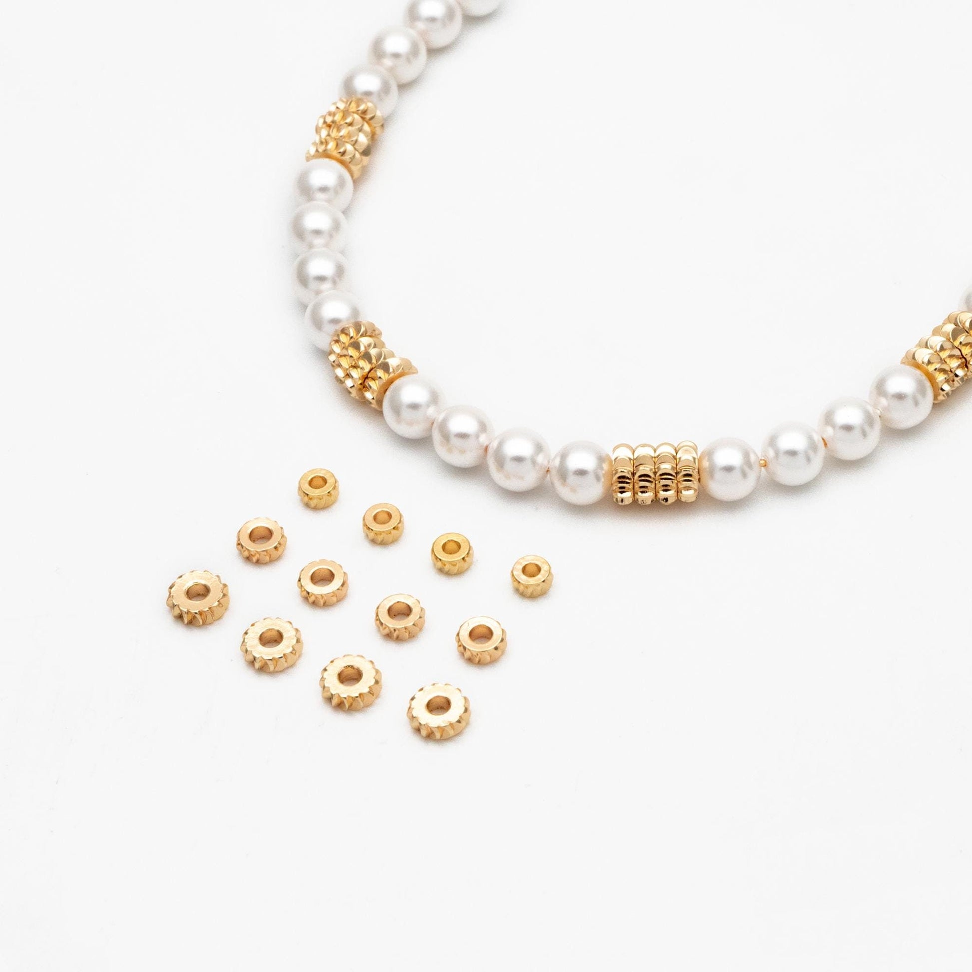 20pcs Gold Gear Round Spacer Beads 4/ 5/ 6mm, Jewelry Making Supplies Wholesale (GB-2921)