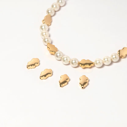 10pcs Gold Cloud Beads, Spacer Beads, Gold plated Brass Bracelet Beads (GB-2964-E)