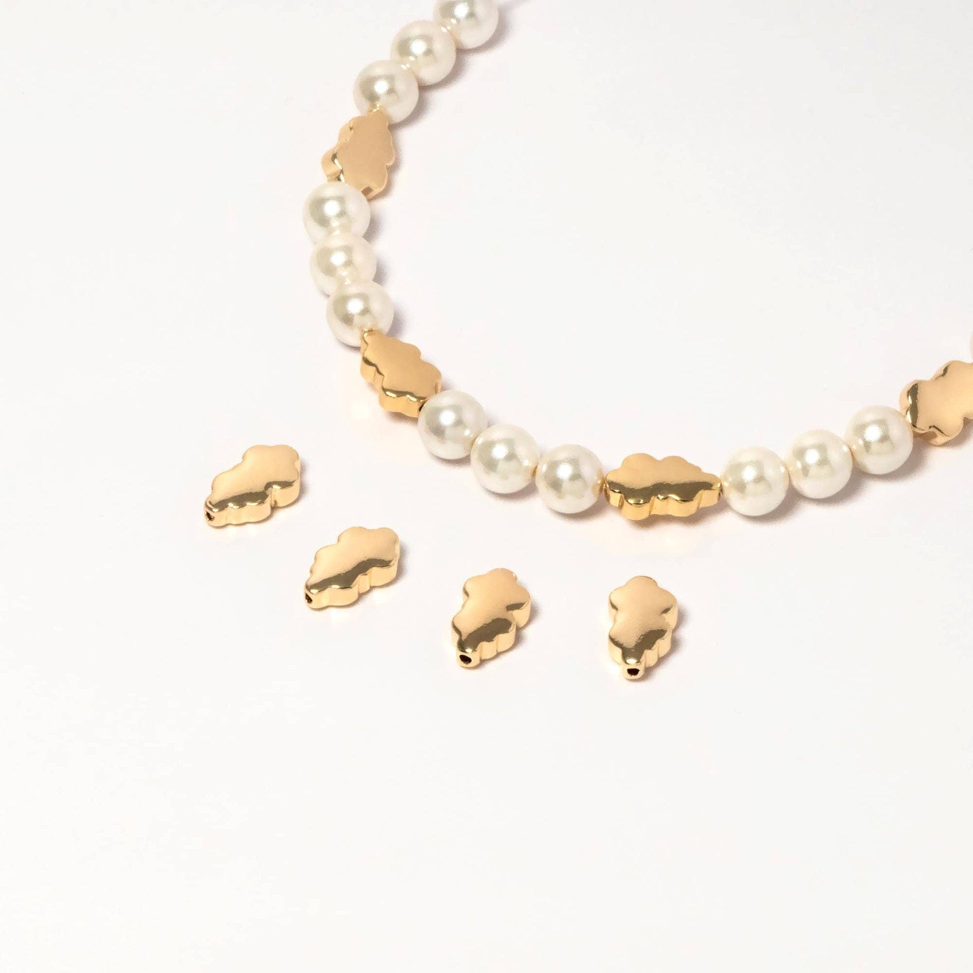 10pcs Gold Cloud Beads, Spacer Beads, Gold plated Brass Bracelet Beads (GB-2964-E)