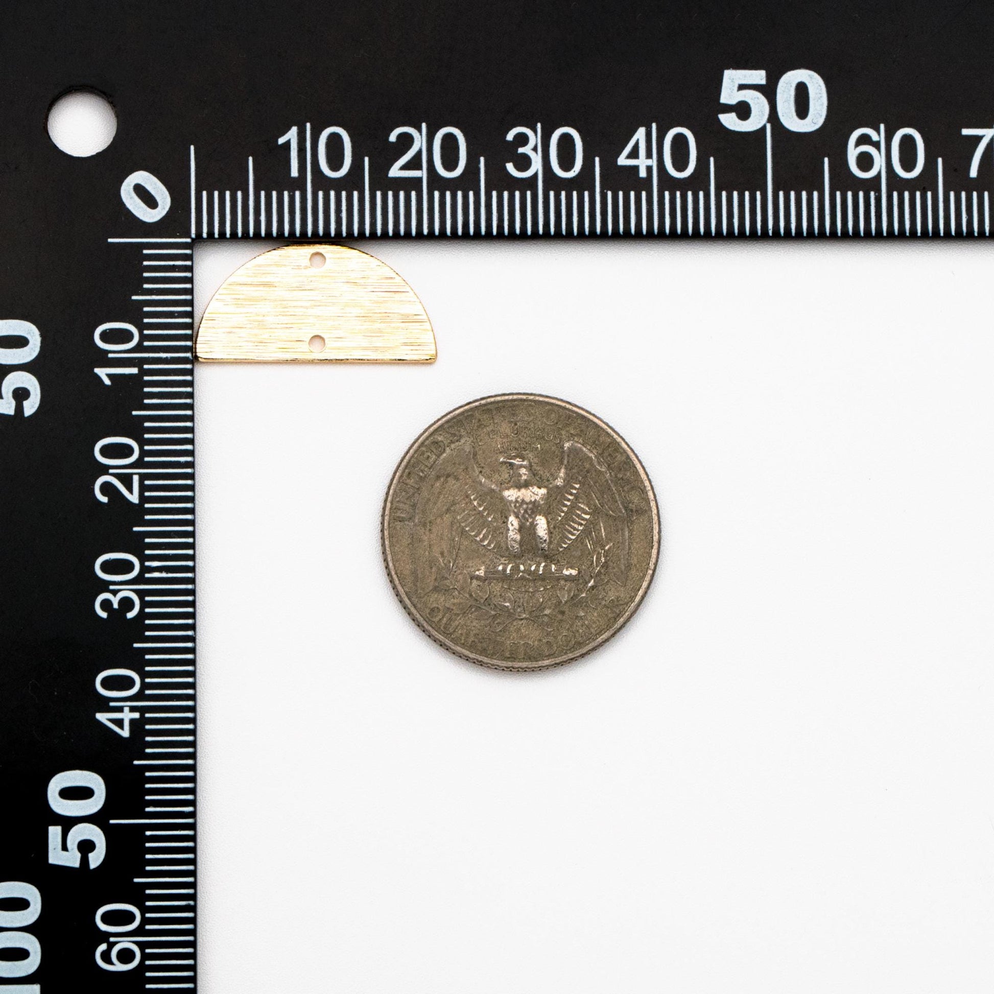 10pcs Gold/ Silver tone Brushed Semicircle Connectors, 18K Real Gold/ Rhodium plated Brass, Geometric Earring Charms (GB-4556)