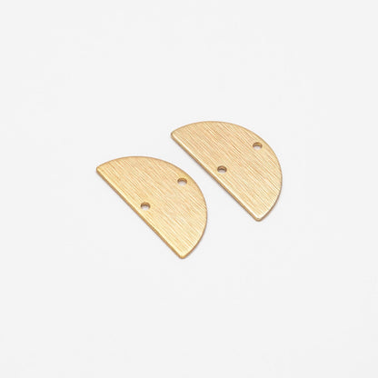10pcs Gold/ Silver tone Brushed Semicircle Connectors, 18K Real Gold/ Rhodium plated Brass, Geometric Earring Charms (GB-4556)
