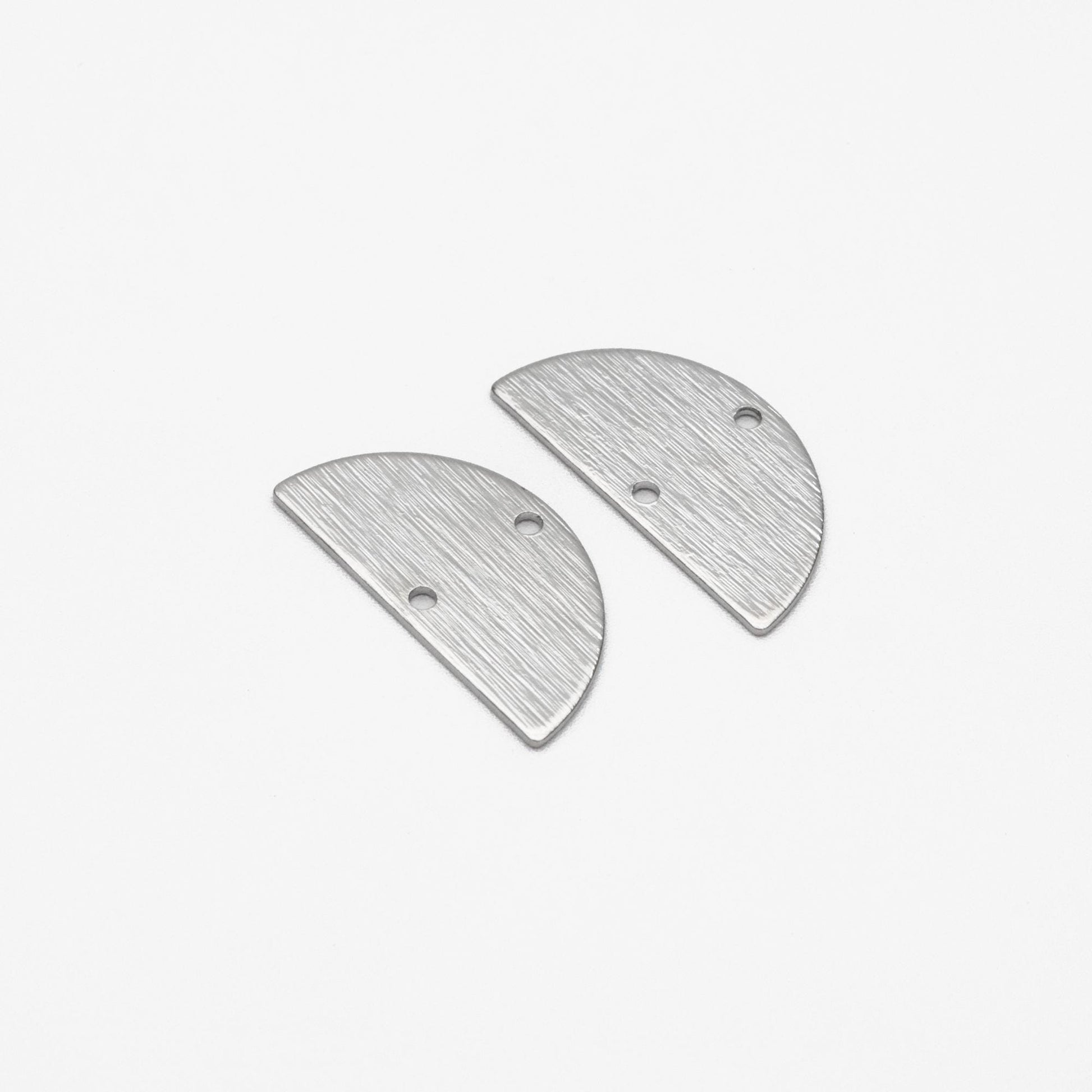 10pcs Gold/ Silver tone Brushed Semicircle Connectors, 18K Real Gold/ Rhodium plated Brass, Geometric Earring Charms (GB-4556)