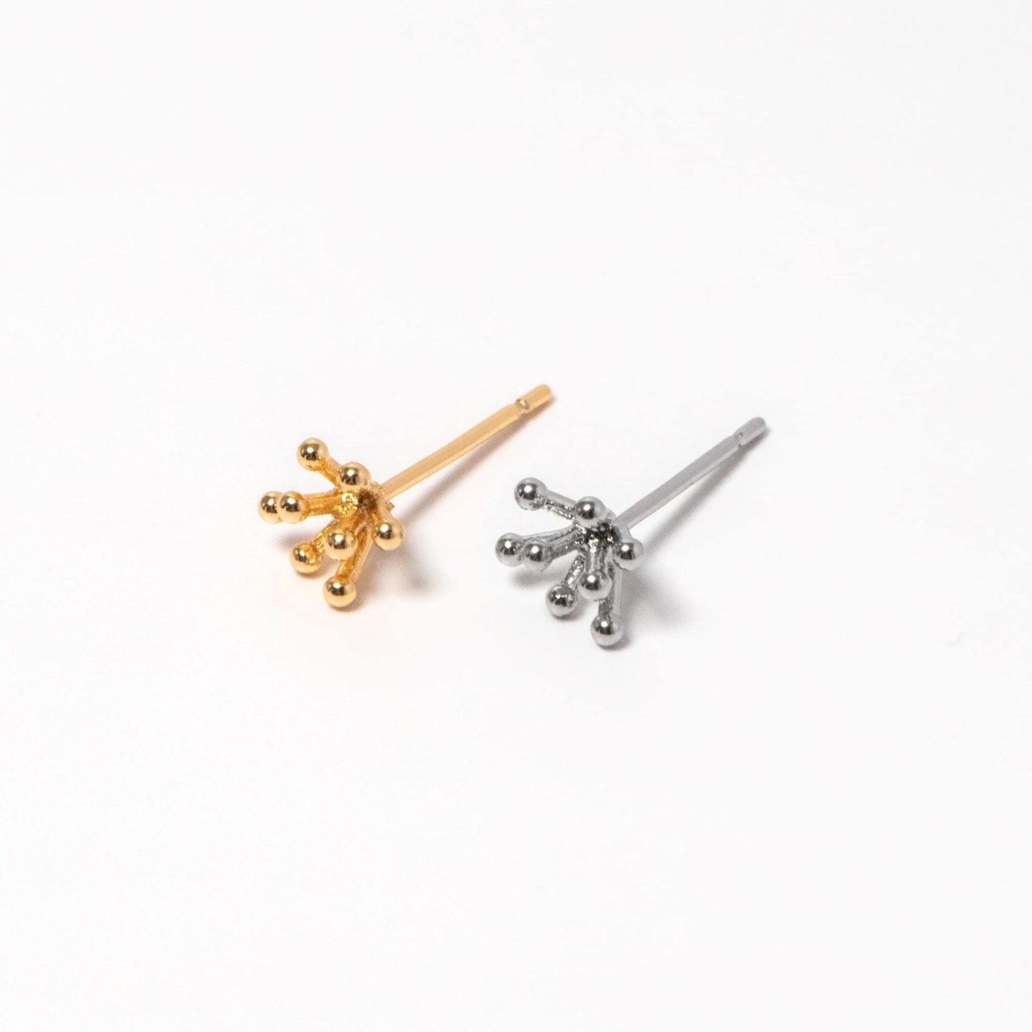 10pcs Gold/ Silver Tone Flower Earrings 6mm, Gold/ Rhodium Plated Brass, Minimalist Stud Earrings (GB-4557)