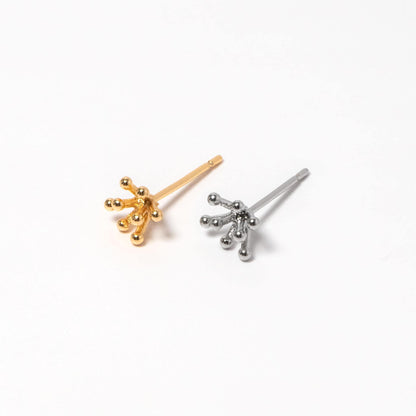 10pcs Gold/ Silver Tone Flower Earrings 6mm, Gold/ Rhodium Plated Brass, Minimalist Stud Earrings (GB-4557)