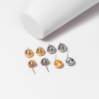 10pcs Gold/ Silver Tone Round Earrings, 18K Gold/ Rhodium plated Brass, Geometric Stud Earrings (GB-4561)