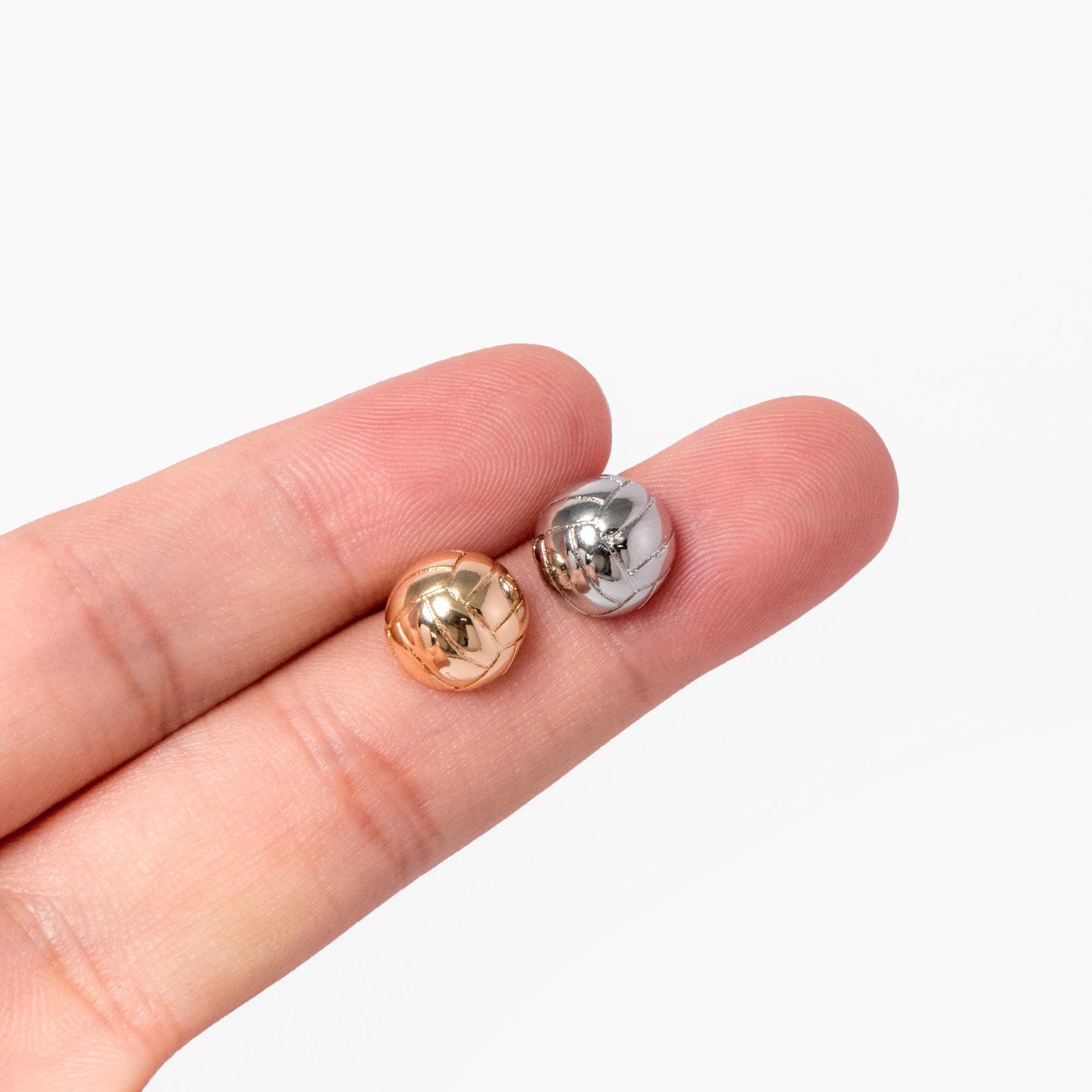 10pcs Gold/ Silver Tone Round Earrings, 18K Gold/ Rhodium plated Brass, Geometric Stud Earrings (GB-4561)