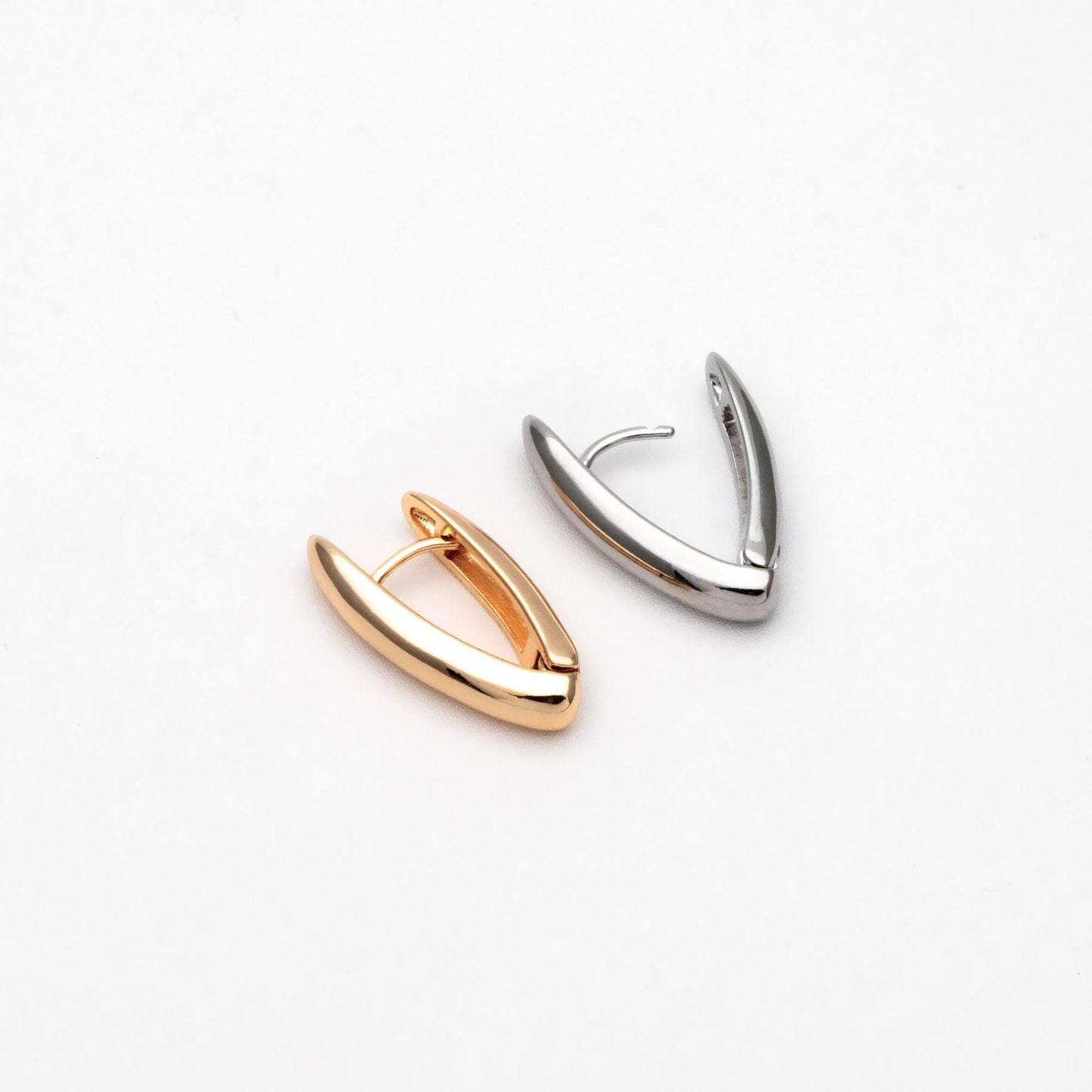 10pcs Gold/ Silver Tone Click-in Style Lever Back Earrings, Gold/ Rhodium plated Brass, Geometric Earring Hoops (GB-4562)