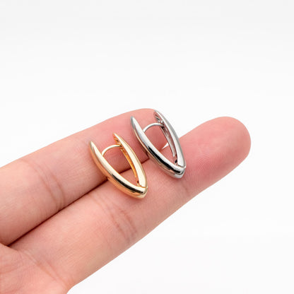 10pcs Gold/ Silver Tone Click-in Style Lever Back Earrings, Gold/ Rhodium plated Brass, Geometric Earring Hoops (GB-4562)