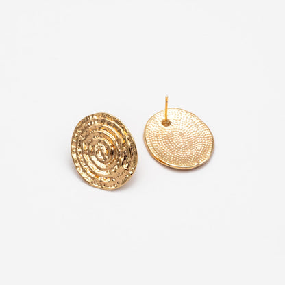 4pcs Gold/ Silver Tone Oval Vortex Earrings, Gold/ Rhodium plated Brass, Geometric Stud Earrings (GB-4563)