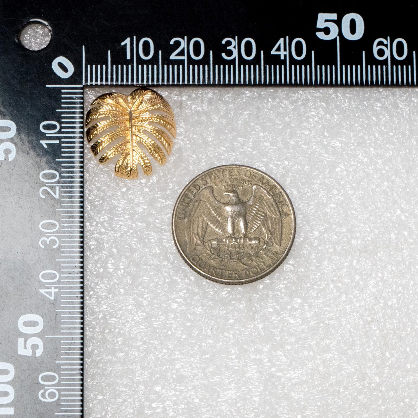 10pcs Gold/ Silver Tone Monstera Leaf Earrings, Real Gold/ Rhodium Plated Brass, Dainty Stud Earrings (GB-4564)