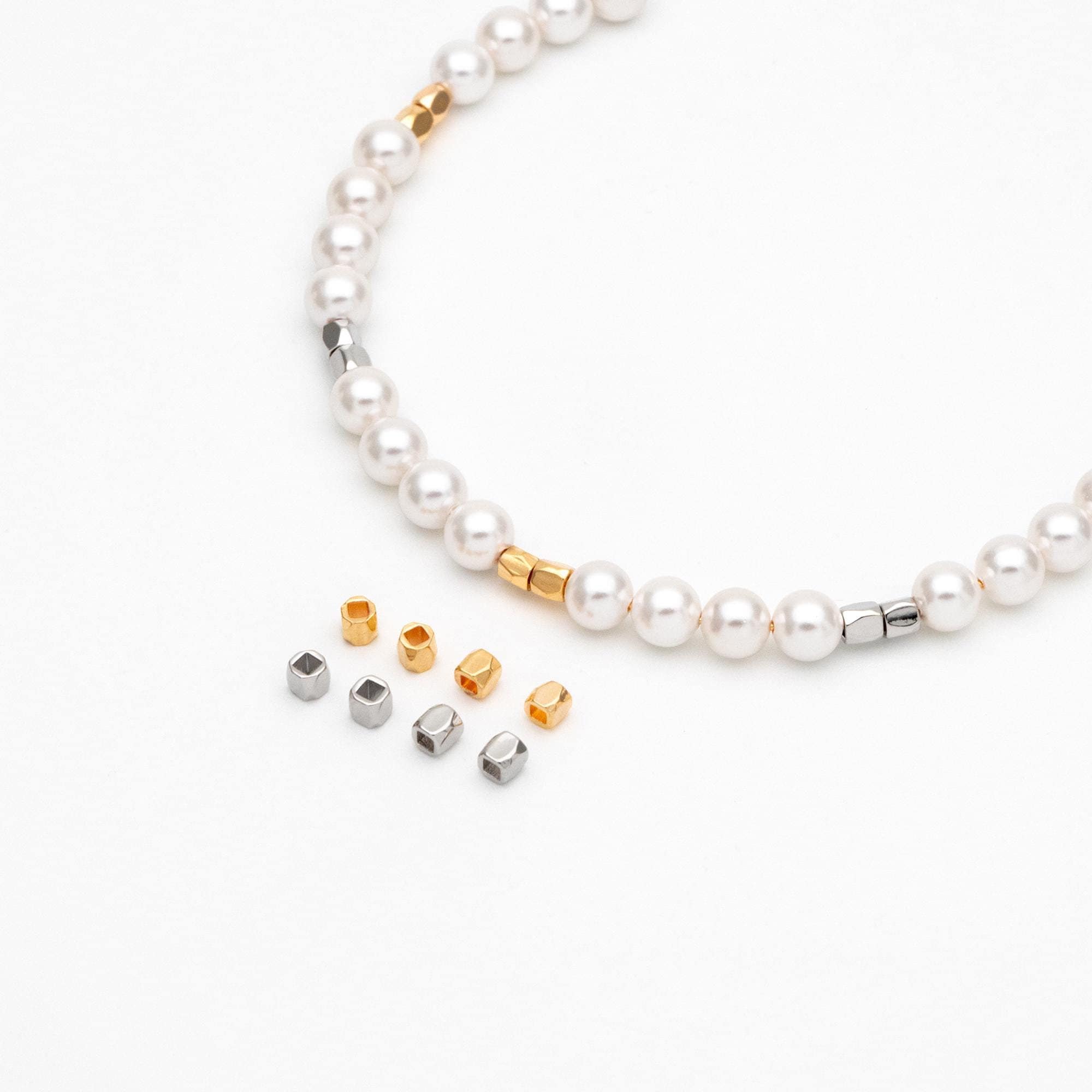 20pcs Gold/ Silver Faceted Spacer Beads 3mm, Real Gold/ Rhodium plated Brass Spacers (GB-247)