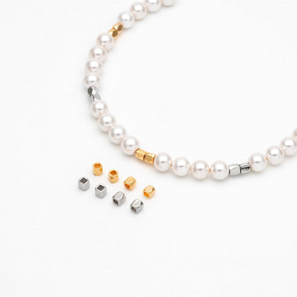 20pcs Gold/ Silver Faceted Spacer Beads 3mm, Real Gold/ Rhodium plated Brass Spacers (GB-247)