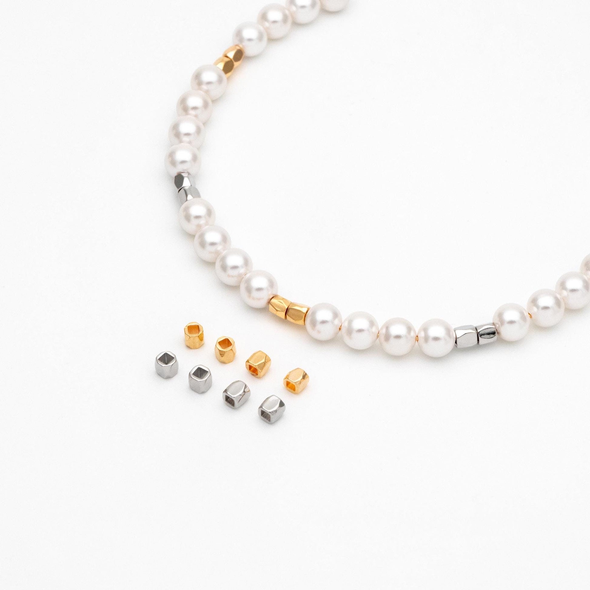 20pcs Gold/ Silver Faceted Spacer Beads 3mm, Real Gold/ Rhodium plated Brass Spacers (GB-247)