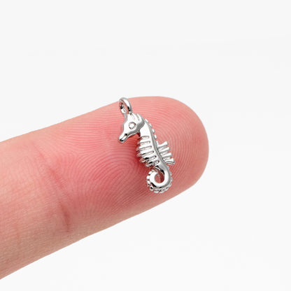 10pcs Gold/ Silver Tiny Marine Animal Charm, Gold/ Rhodium plated Brass Ocean Charm, Earring Charm, DIY Supplies Wholesale (GB-3778)