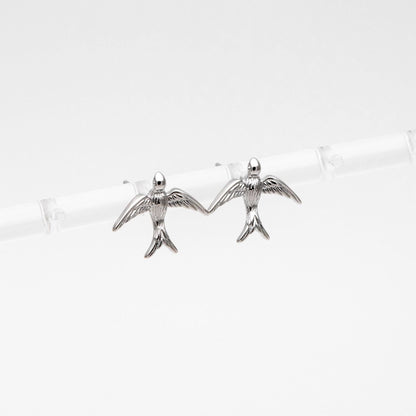 10pcs Gold/ Silver Swallow Earrings 12x15mm, Gold/ Rhodium Plated Brass Bird Stud Earrings (GB-4044)