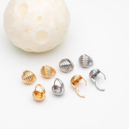 10pcs Gold/ Silver Tone Oval Earrings, 18K Real Gold/ Rhodium plated Brass, Dainty Hoop Earrings (GB-4575)