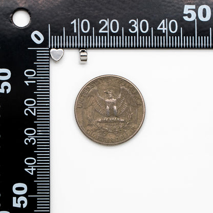 10pcs Rhodium plated Brass Heart Beads, Silver tone Heart Spacers 5mm (GB-1611)