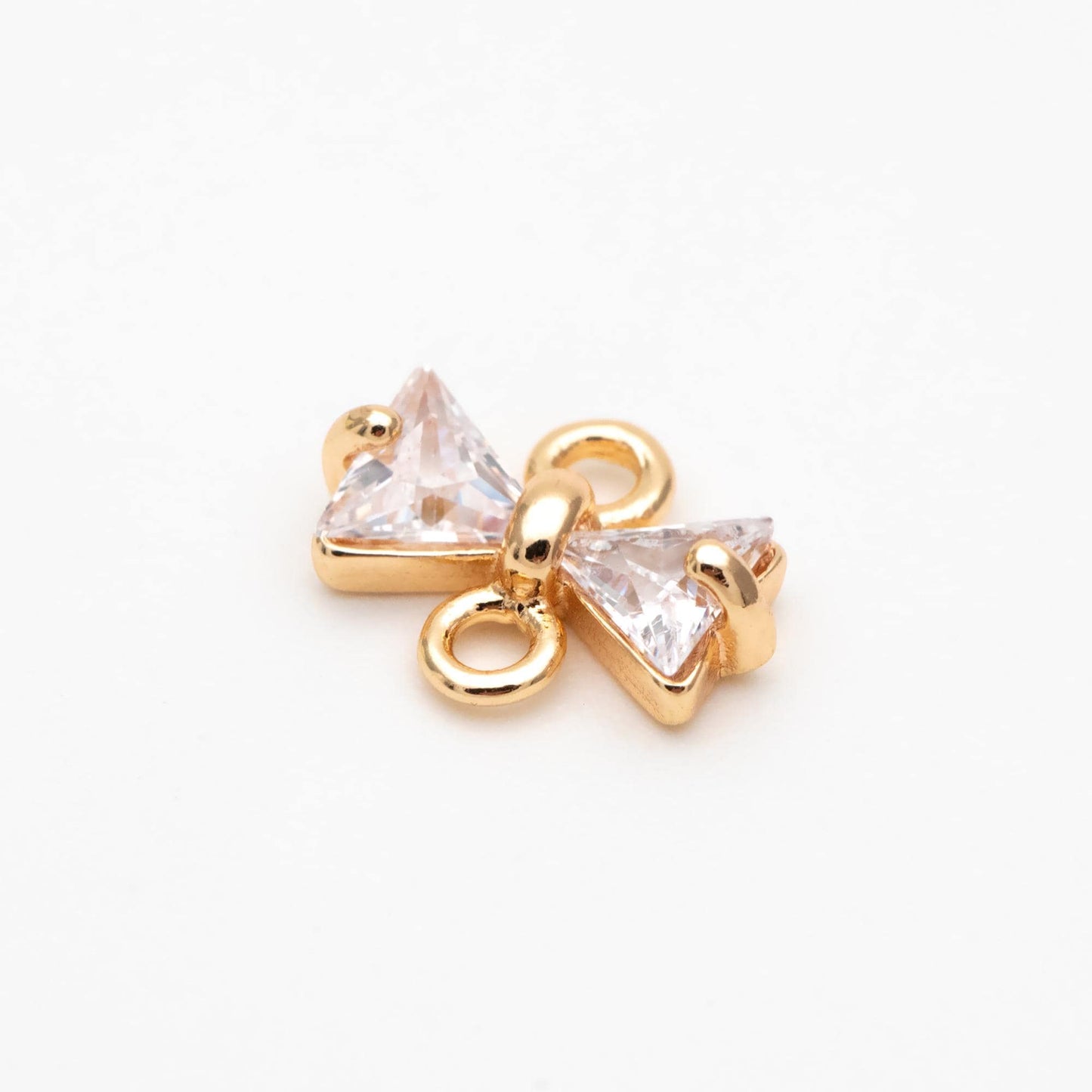 10pcs Gold Bowknot Charm Connectors, CZ Pave Mini Bow Charms (#GB-2947-B)