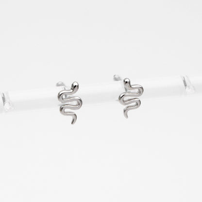 10pcs Gold/ Silver Snake Earrings 6x10mm, Gold/ Rhodium Plated Brass, Minimalist Snake Stud Earrings (GB-4076)