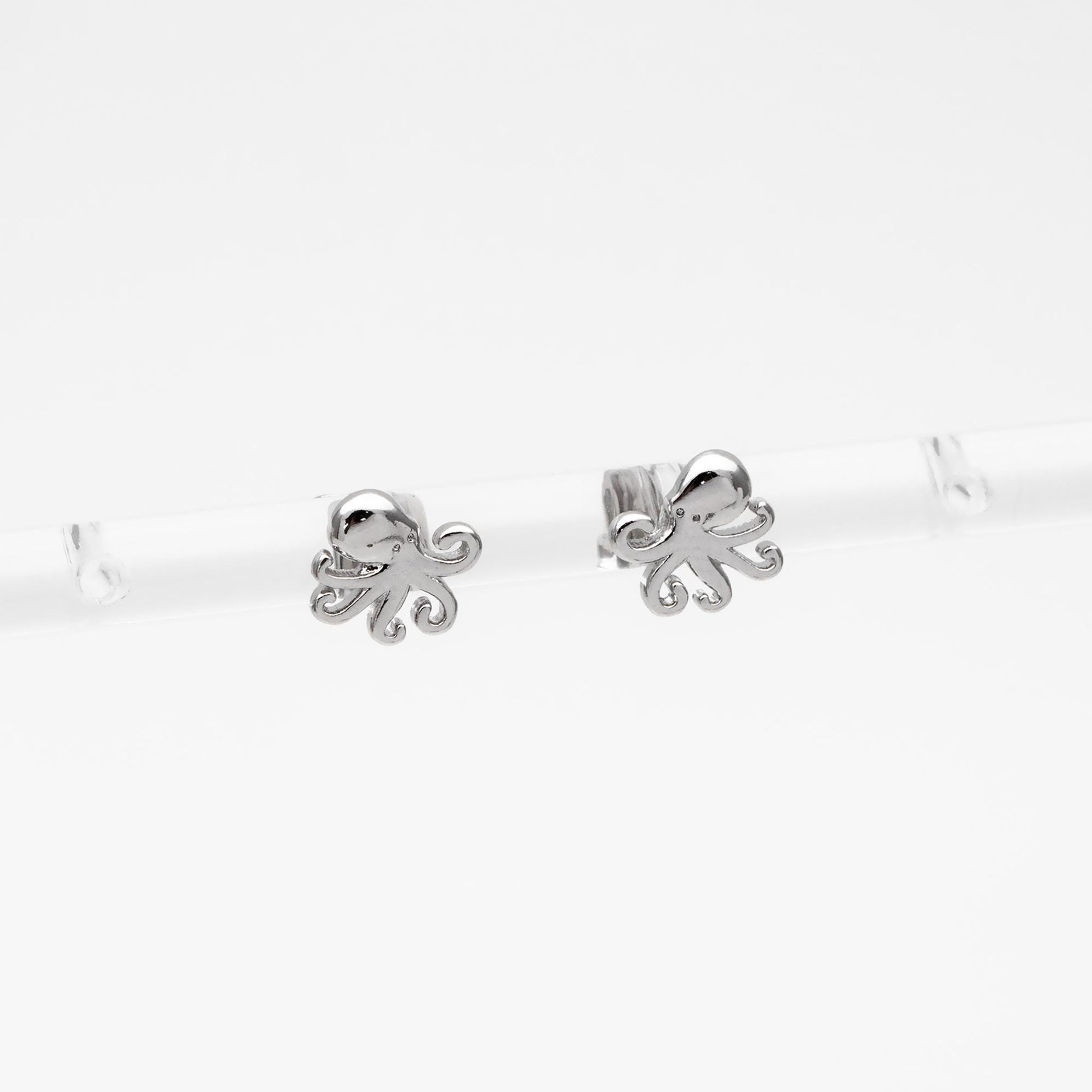 10pcs Gold/ Silver Octopus Earrings, Gold/ Rhodium plated Brass, Cute Ocean Stud Earrings (GB-4077)