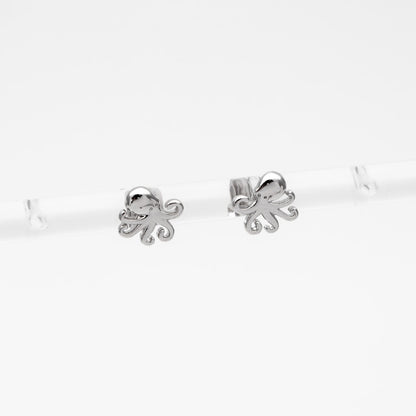 10pcs Gold/ Silver Octopus Earrings, Gold/ Rhodium plated Brass, Cute Ocean Stud Earrings (GB-4460-J)